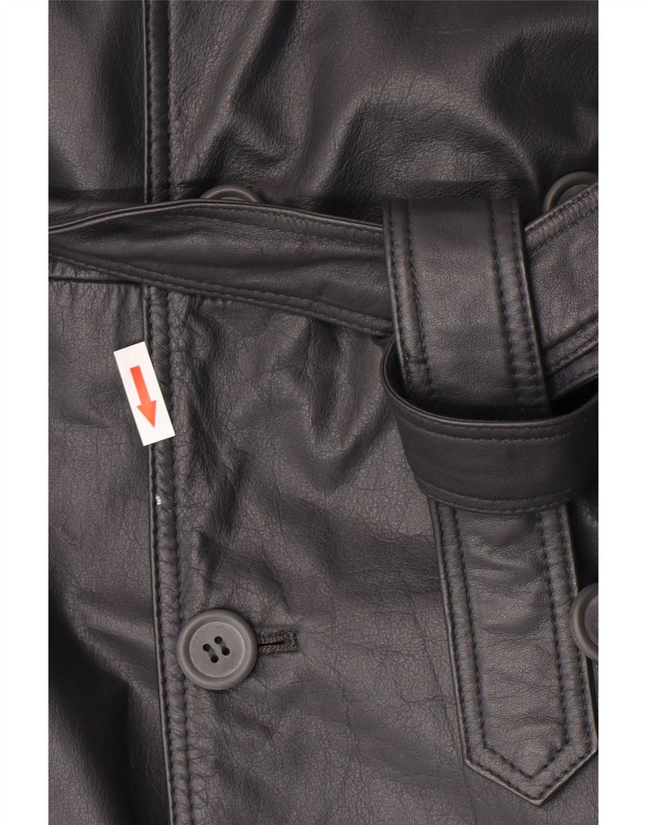 Maquiavelo Abrigo cruzado de cuero para hombre IT 48 Cuero gris medio