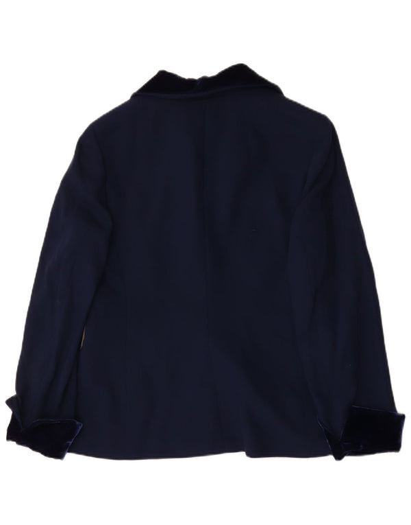 Luisa Spagnoli Chaqueta Blazer de 3 Botones para Mujer IT 46 Grande Lana Azul Marino