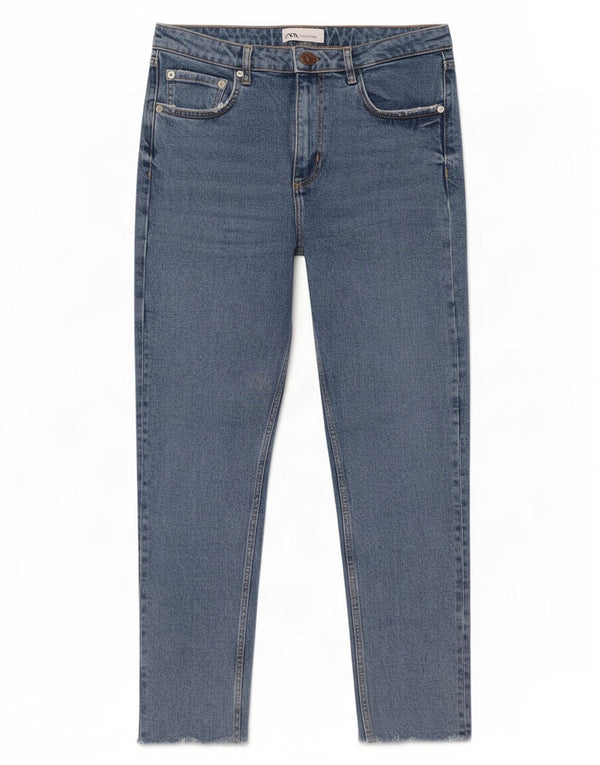 Zara Jeans Cónicos Para Mujer EU 42 Large W32 L26 Algodón Azul