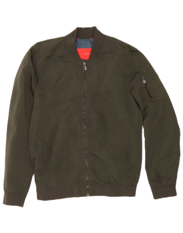 Zara Mens Bomber Jacket UK 38 Medium Caqui Poliéster