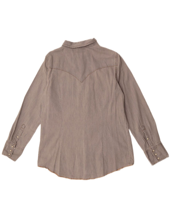 Wrangler Camisa Western para Mujer UK 46 Grande Algodón Gris