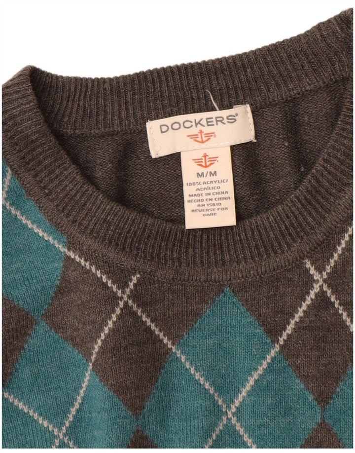 Dockers Jersey De Cuello Redondo Para Hombre Gris Medio Argyle/Diamante Acrílico