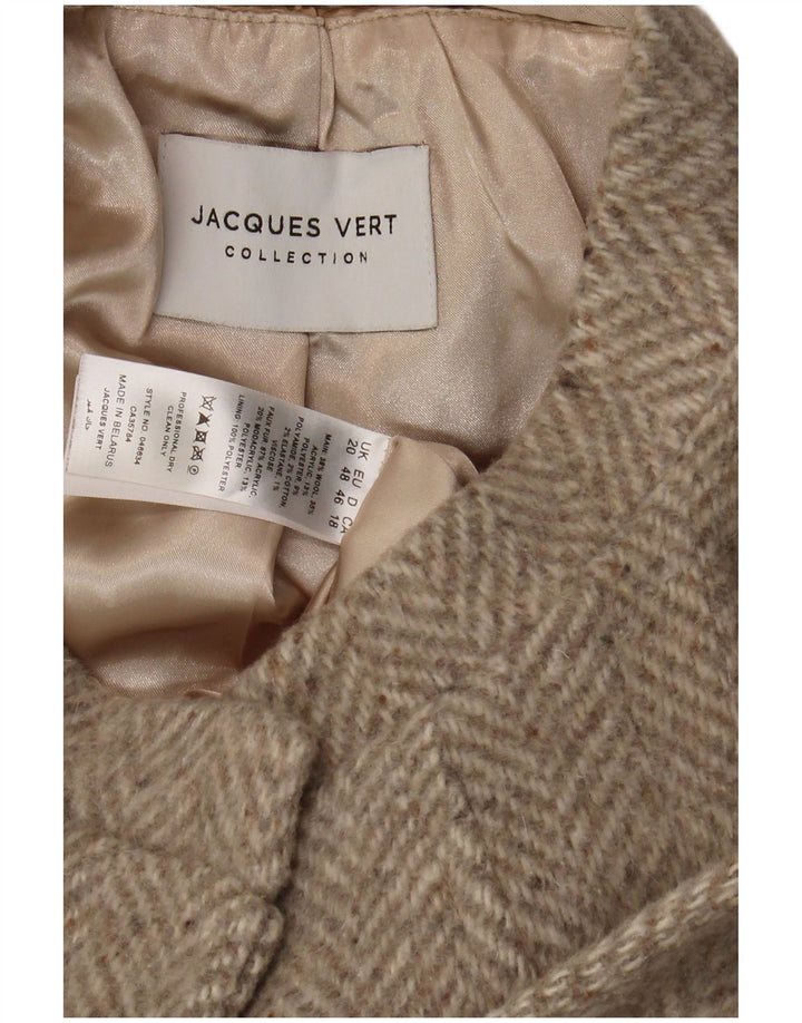 JACQUES VERT Abrigo de mujer UK 20 XL Lana gris en espiga