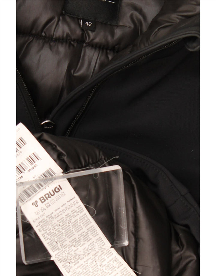 BRUGI Abrigo acolchado con capucha para mujer IT 42 Medium Negro Poliamida