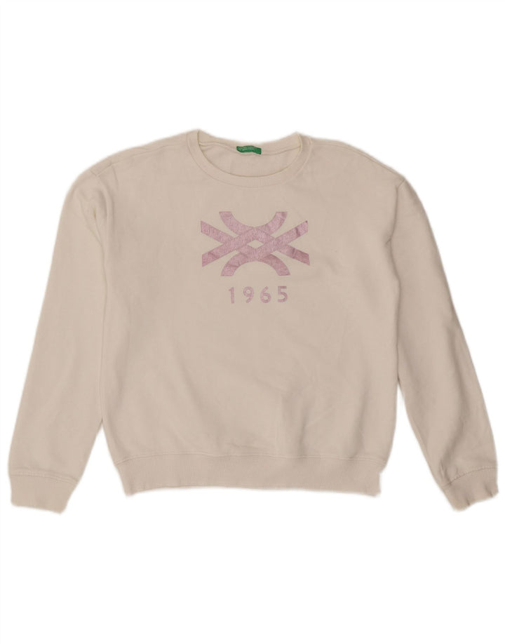 Benetton Sudadera Con Estampado De Mujer UK 40 Small Blanco