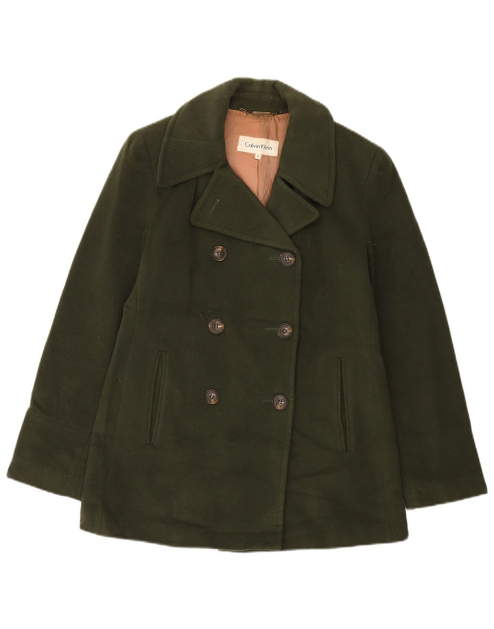 CALVIN KLEIN Chaquetón para mujer US 6 Lana caqui mediana