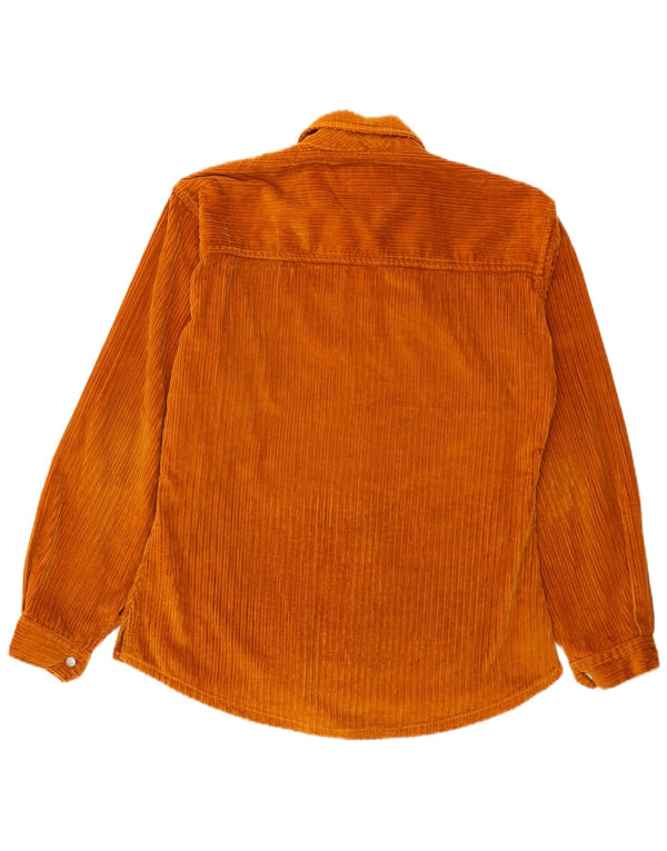 Vintage mujer pana camisa Reino Unido 14 algodón marrón medio