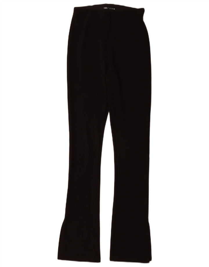 Zara Mujer Leggings Acampanados Reino Unido 8 Pequeño Negro