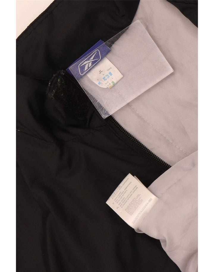 Reebok Chaqueta impermeable con capucha para niños de 13 a 14 años, talla grande, nailon negro