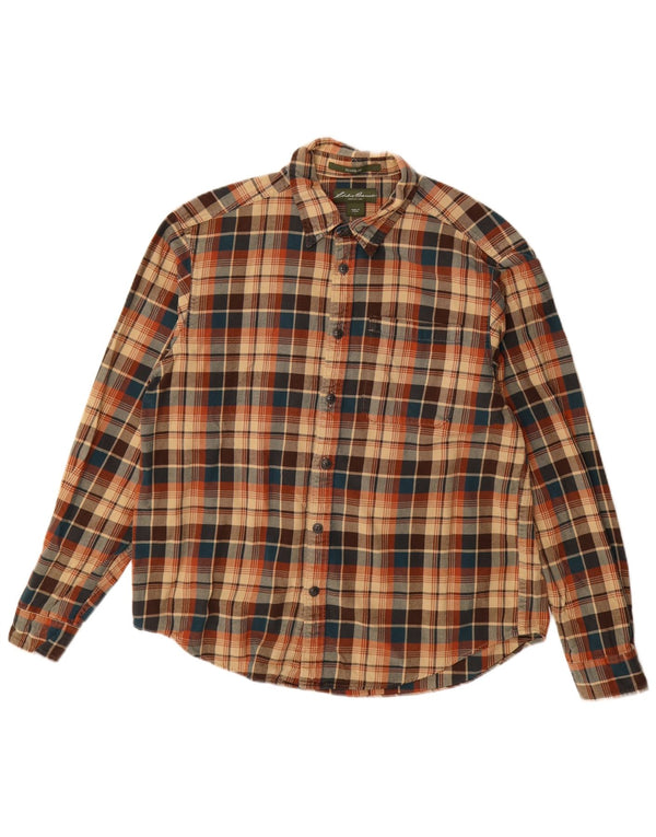 Eddie Bauer Camisa De Franela Para Hombre Algodón A Cuadros Beige Grande