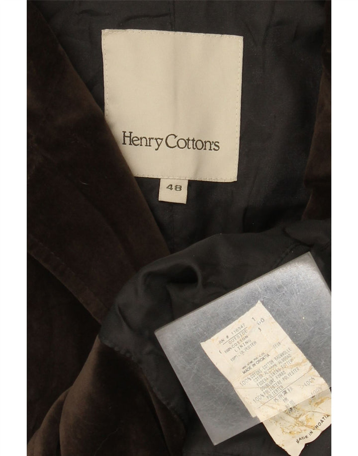 Henry Cottons Chaqueta Blazer de Terciopelo con 2 Botones para Mujer IT 48 XL Algodón marrón