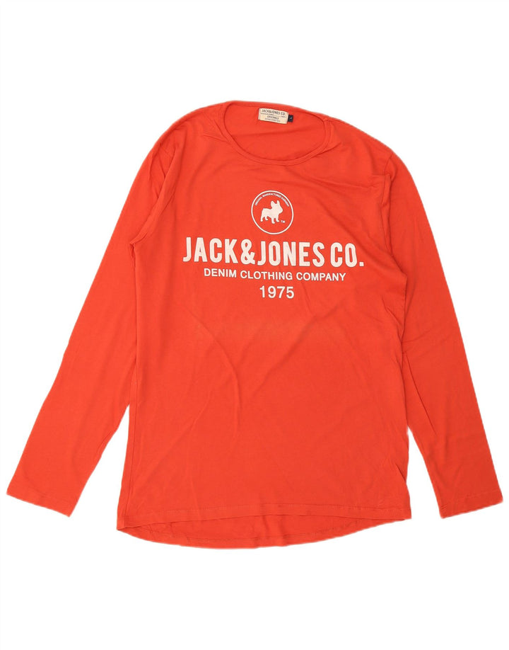 JACK & JONES Hombre Graphic Top Manga Larga Grande Naranja Algodón