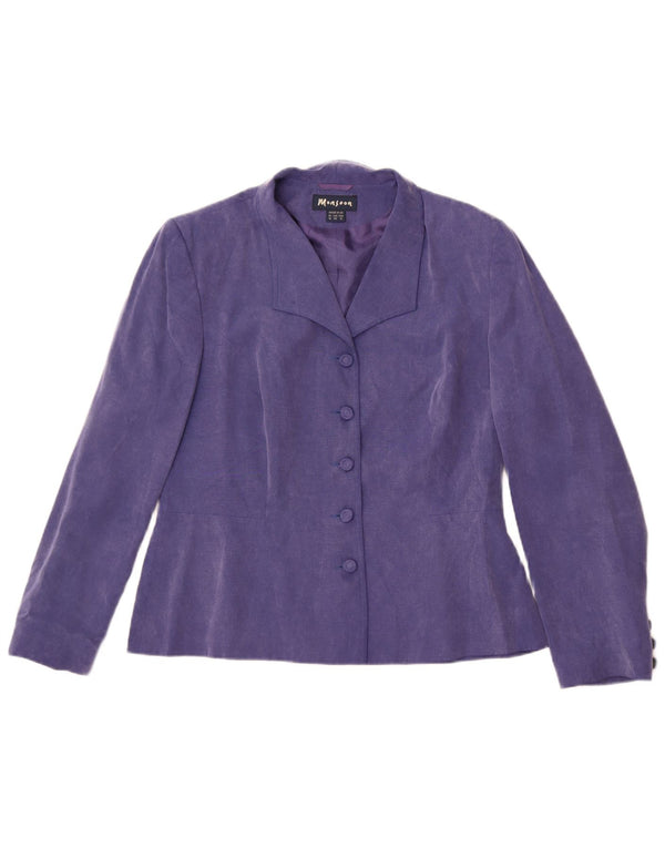 Monsoon Chaqueta tipo blazer de 5 botones para mujer UK 46 Large Cupro morado