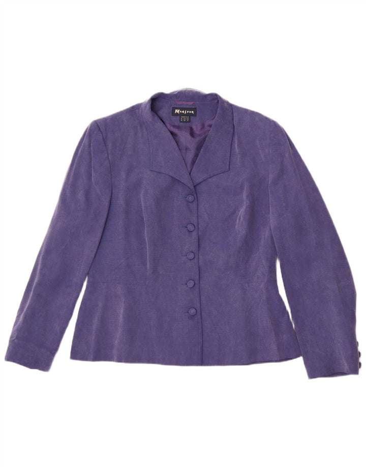 Monsoon Chaqueta tipo blazer de 5 botones para mujer UK 46 Large Cupro morado