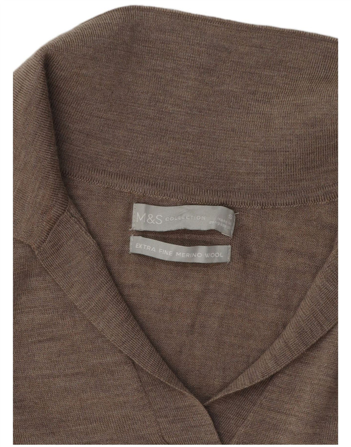 Marks & Spencer Suéter tipo jersey con cuello tipo polo para mujer UK 10 Small Grey