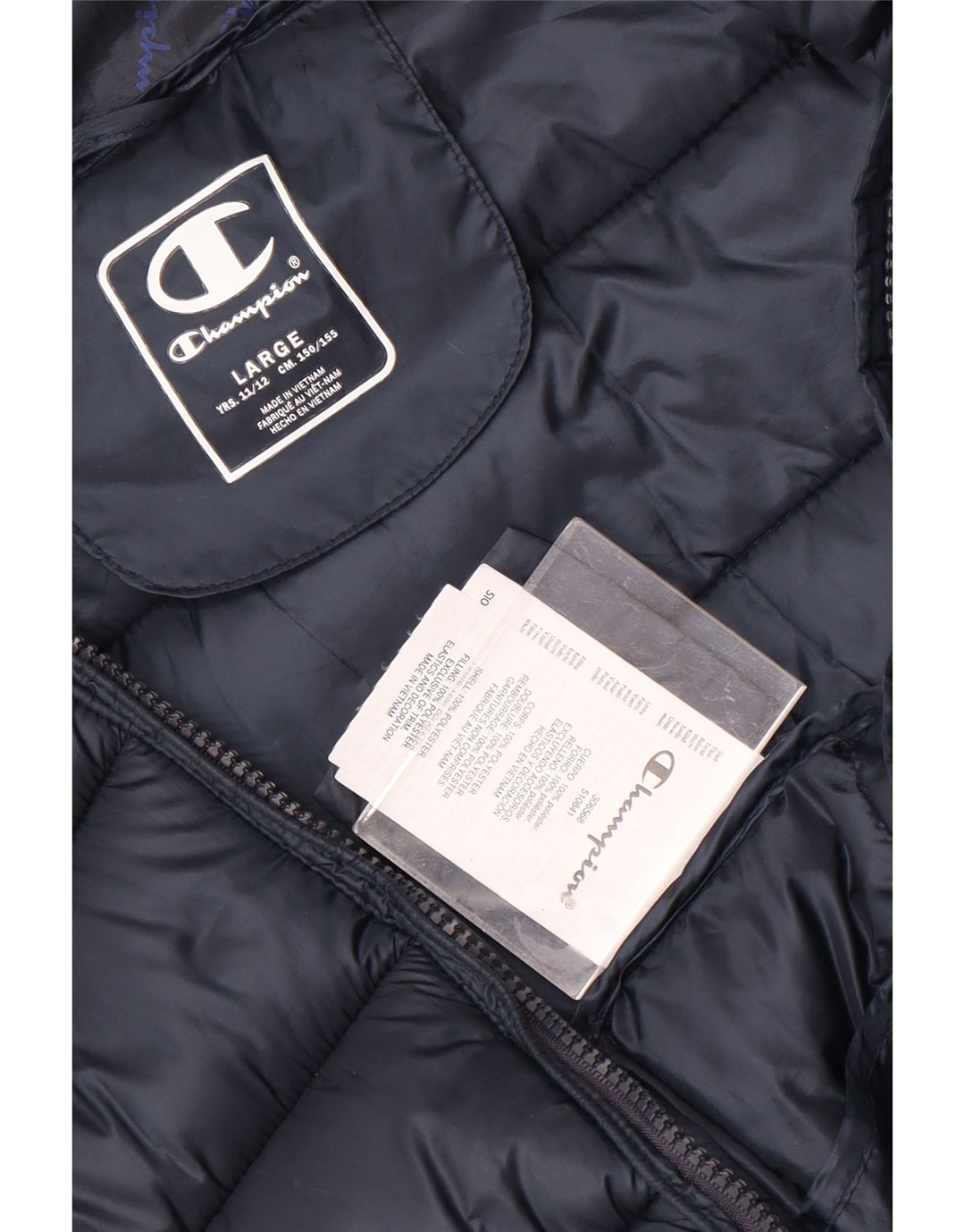 Champion Chaqueta acolchada con capucha para niñas 11-12 años Grande Azul marino Poliéster