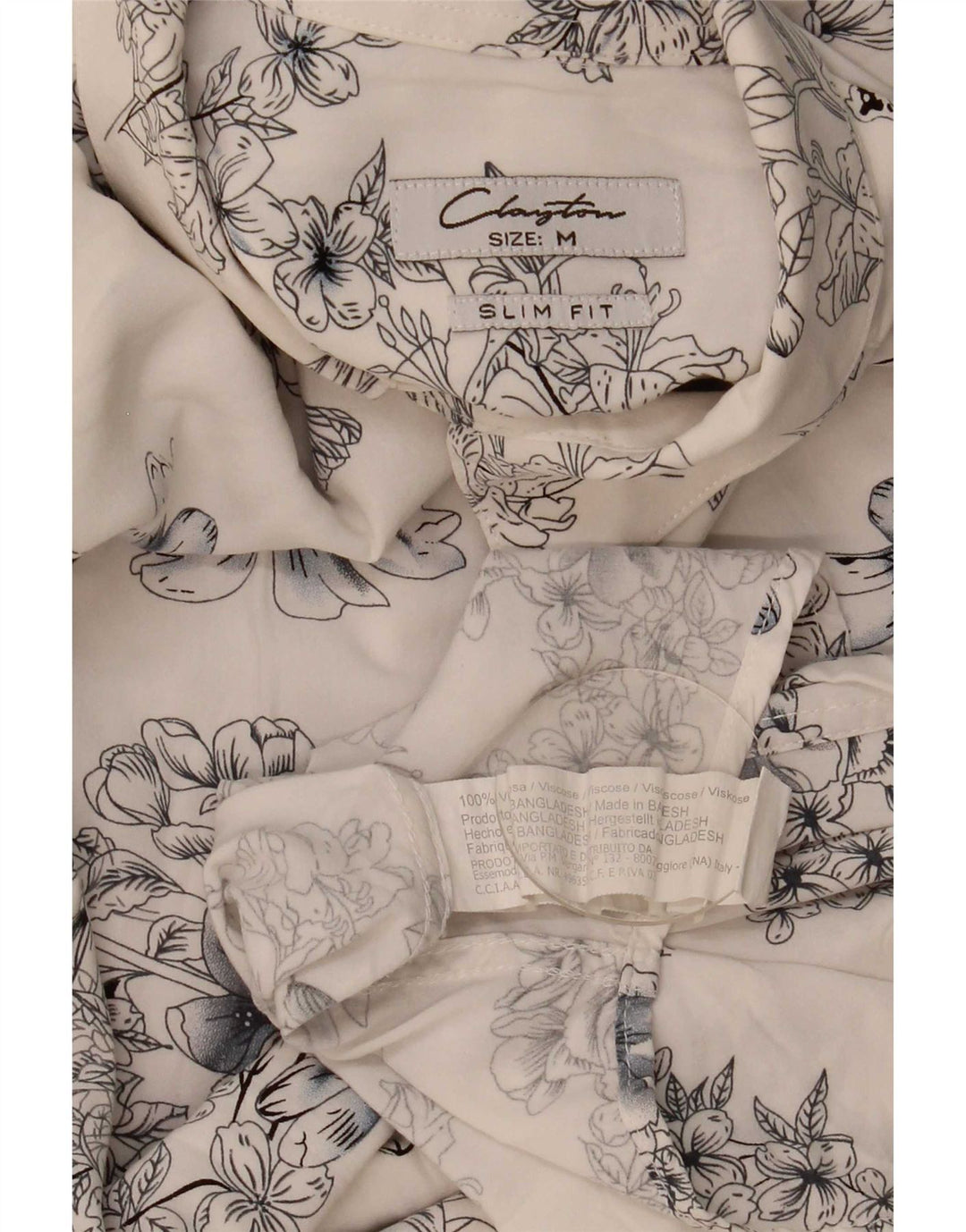 Camisa Clayton Hombre Slim Fit De Viscosa Floral Azul Medio