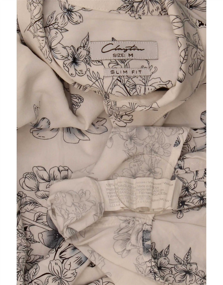 Camisa Clayton Hombre Slim Fit De Viscosa Floral Azul Medio
