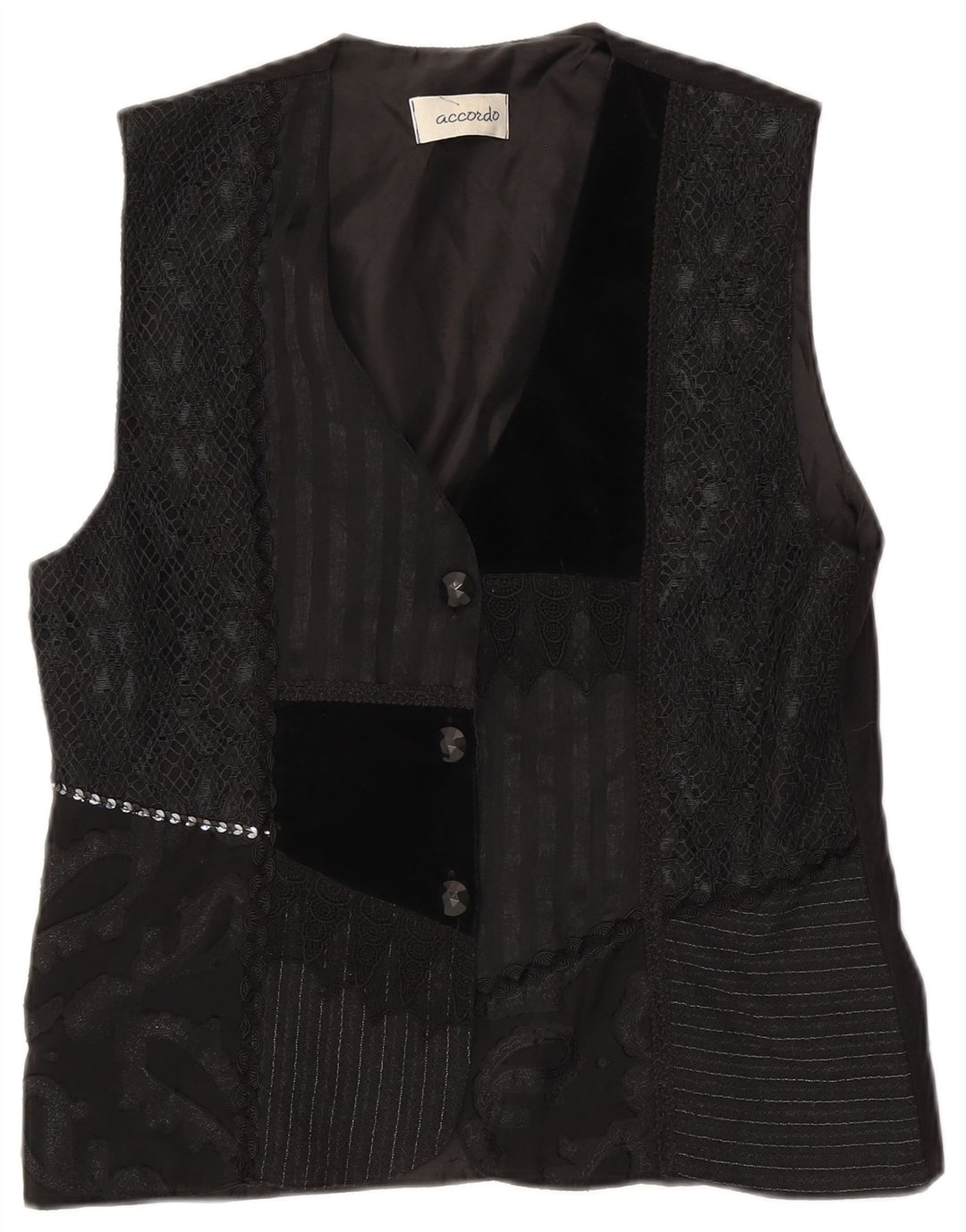 ACCORDO Chaleco para mujer UK 14 Medium Black Patchwork