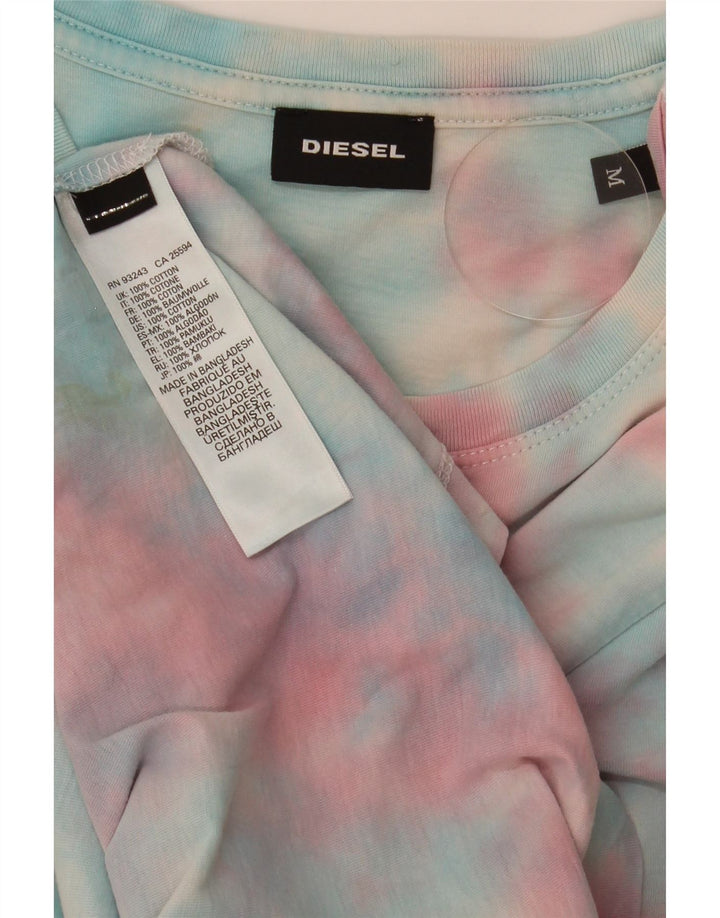 Diesel Hombre Camiseta Gráfica Top Medium Multicolor Tie Dye Algodón
