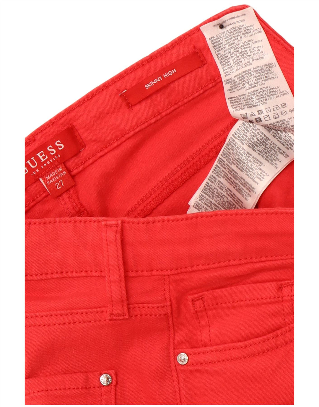 GUESS Vaqueros pitillo de talle alto para mujer W27 L27 Algodón rojo