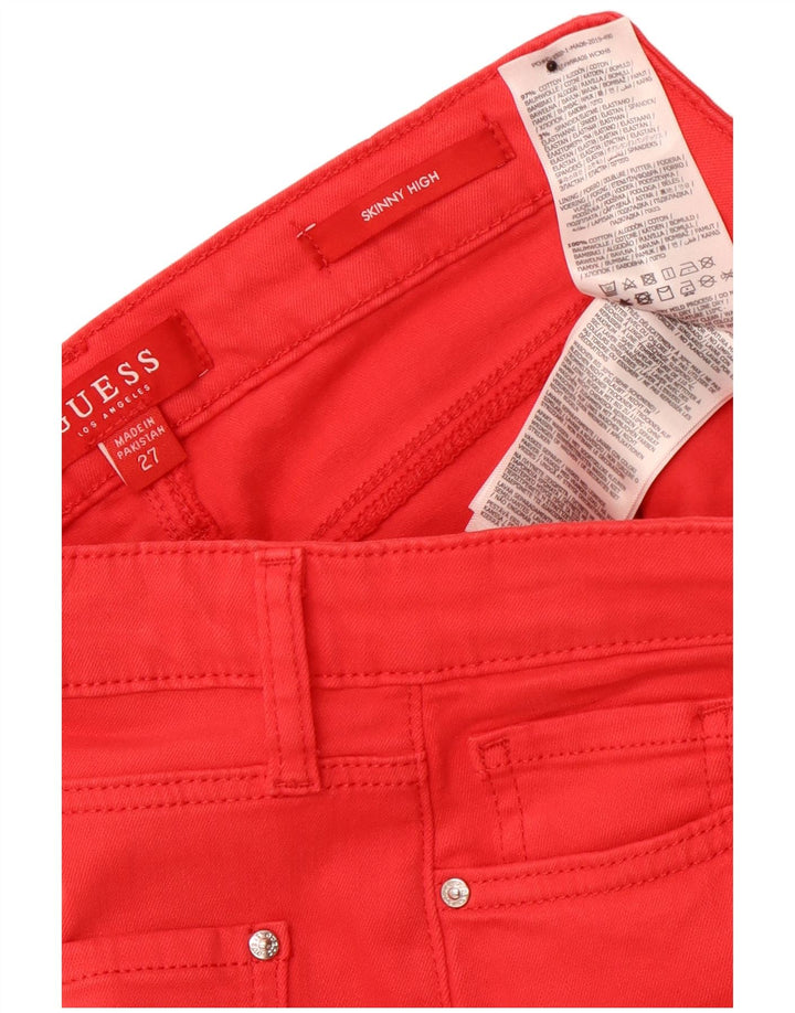 GUESS Vaqueros pitillo de talle alto para mujer W27 L27 Algodón rojo