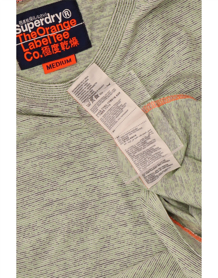 Superdry Hombre Camiseta Top Algodón A Rayas Verde Medio