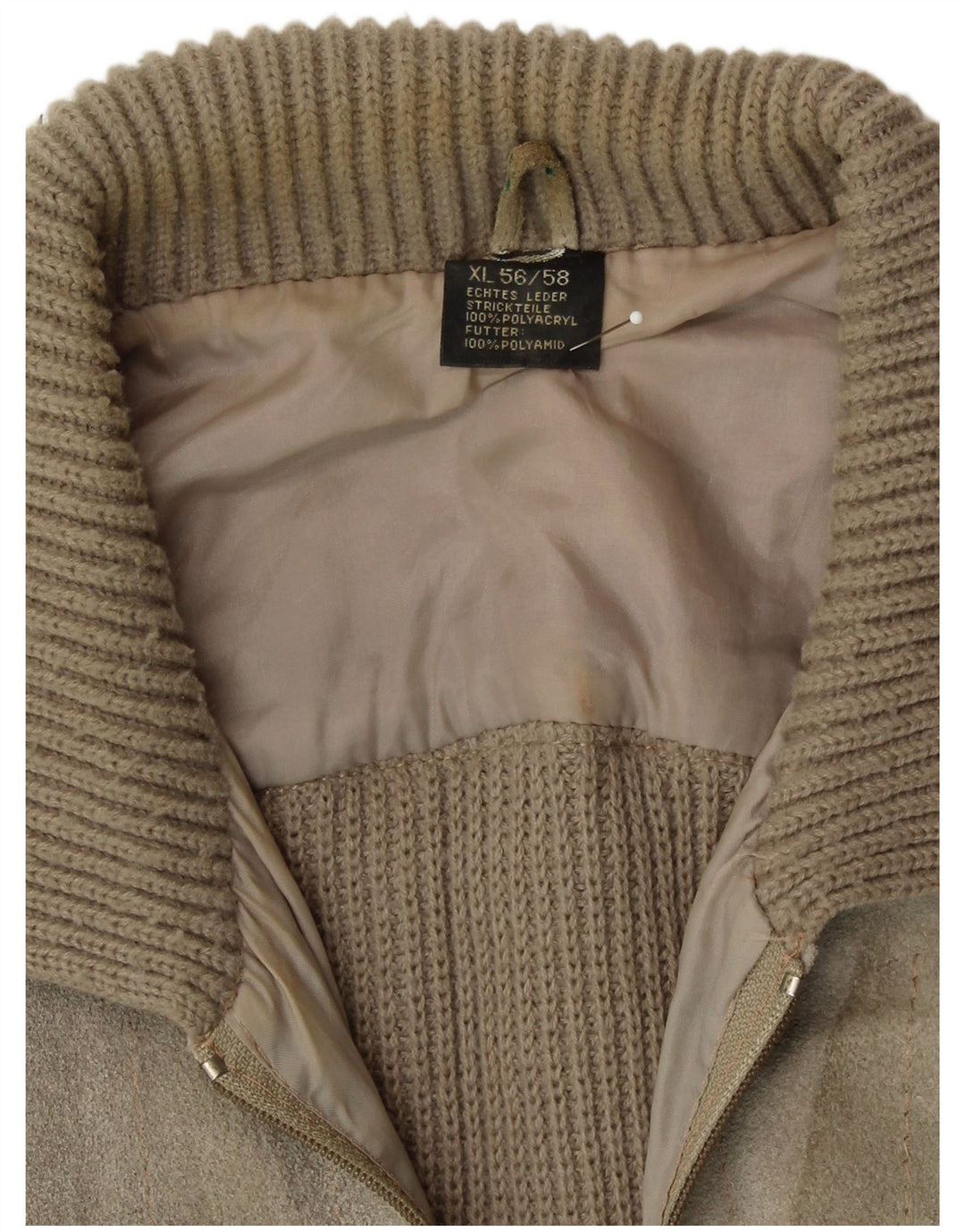 VINTAGE Chaqueta de ante para hombre IT 56/48 XL Cuero beige