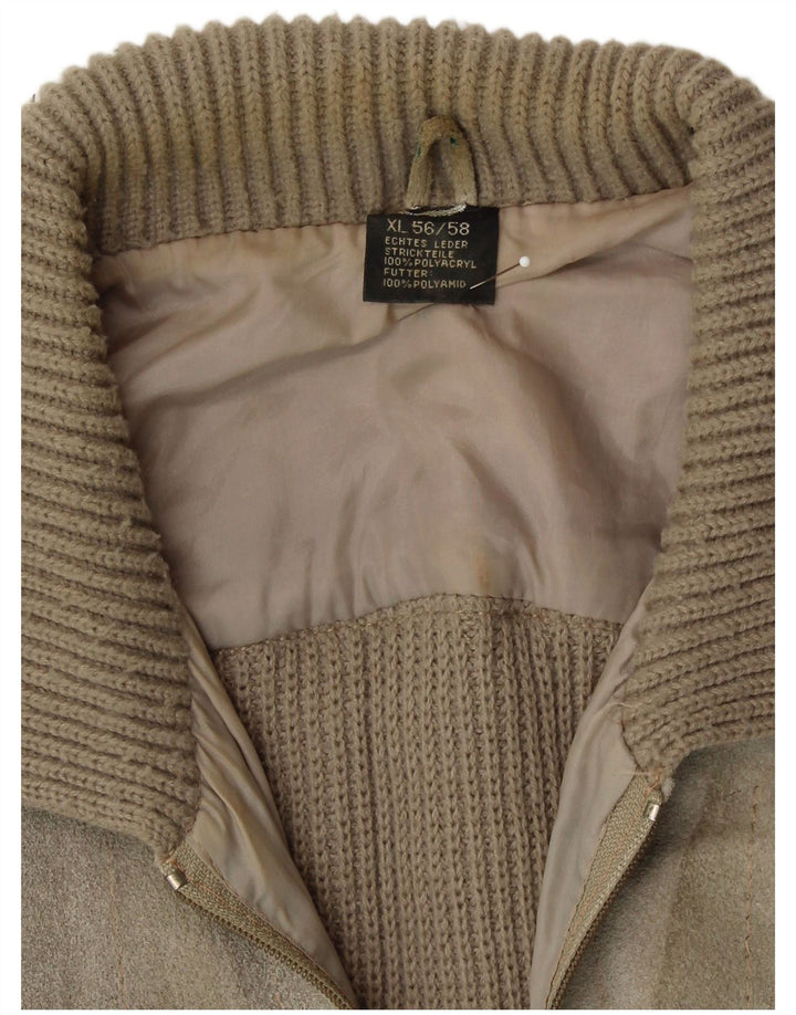 VINTAGE Chaqueta de ante para hombre IT 56/48 XL Cuero beige