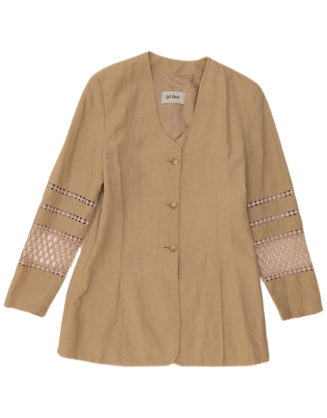 Gil Bret Chaqueta Blazer de 3 Botones para Mujer UK 12 Medium Beige Linen