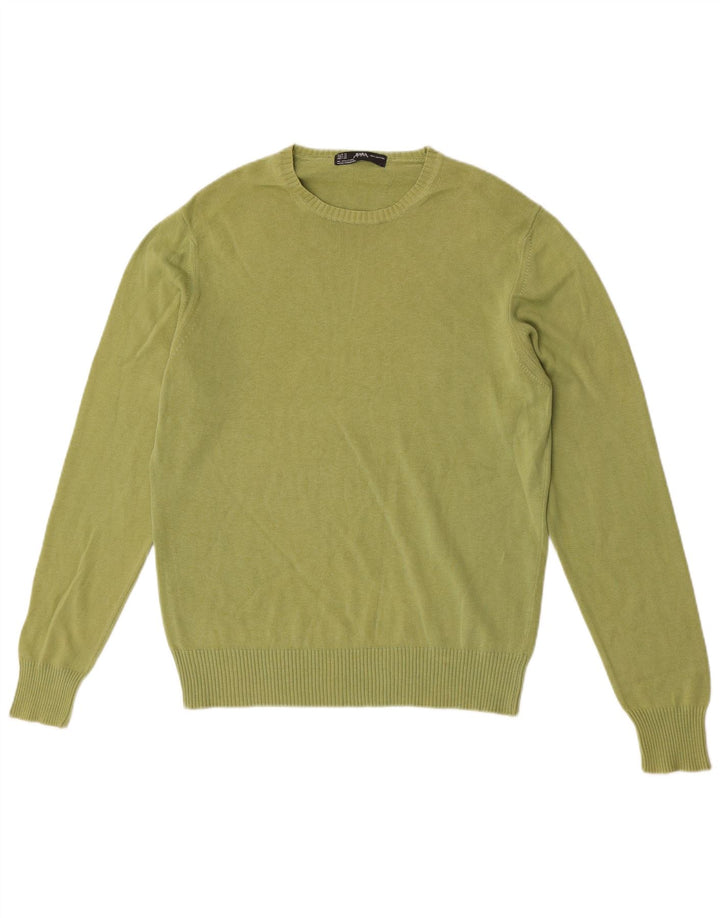 Zara Hombre Jersey Cuello Redondo Jersey Algodón Verde Medio