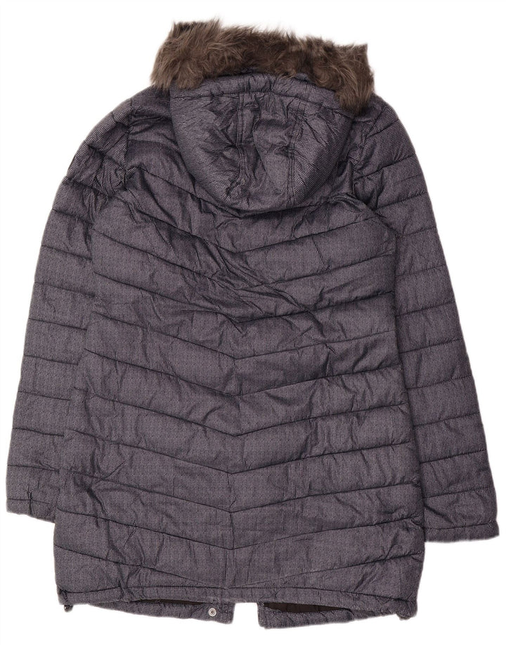 SUPERDRY Abrigo acolchado con capucha para mujer UK 40 Mediano Azul marino Poliéster