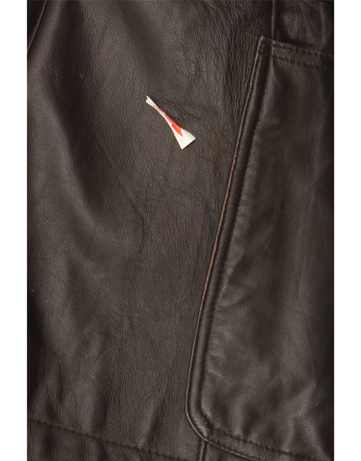 John Barritt Chaqueta tipo blazer de cuero con 2 botones para hombre IT 52 XL Cuero marrón
