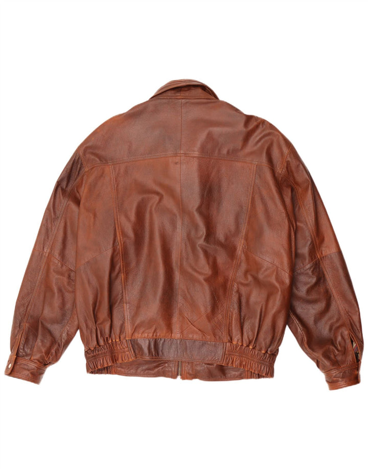 Mondial Chaqueta de cuero holgada para hombre UK 38 Marrón medio