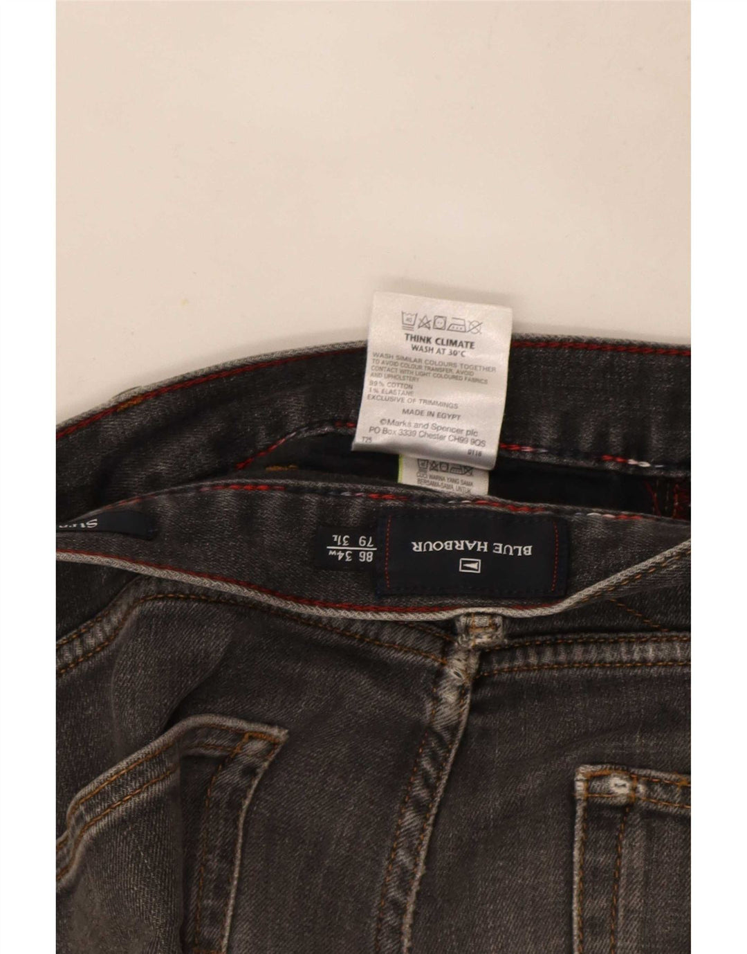 Marks & Spencer Vaqueros rectos azules Harbor para hombre W34 L29 Algodón gris