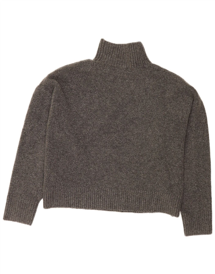 Zara Mujer Crop Suéter De Cuello Alto De Gran Tamaño UK 46 Grande Gris