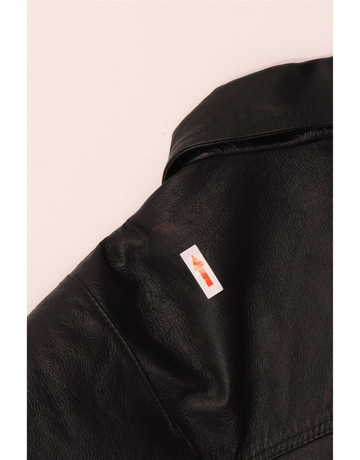 Chaqueta de cuero vintage para hombre Reino Unido 42 XL cuero negro