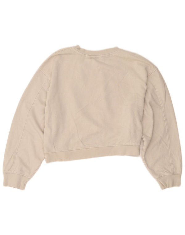 Zara Mujer Crop Sudadera Jumper UK 46 Grande Algodón Beige