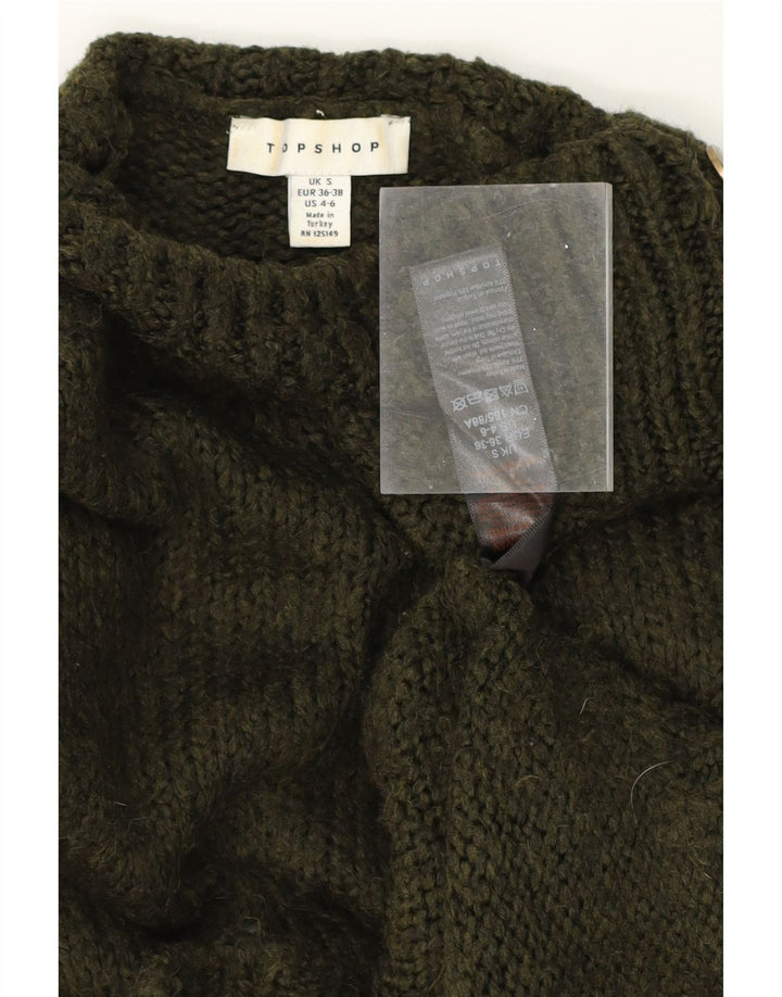 TOPSHOP Womens Oversized Turtle Neck Jumper Sweater UK 10 Small Green Vintage Topshop and Second-Hand Topshop from Messina Hembry 