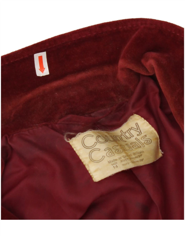 COUNTRY CASUALS Chaqueta Blazer de Terciopelo con 2 Botones para Mujer UK 44 Grande Borgoña