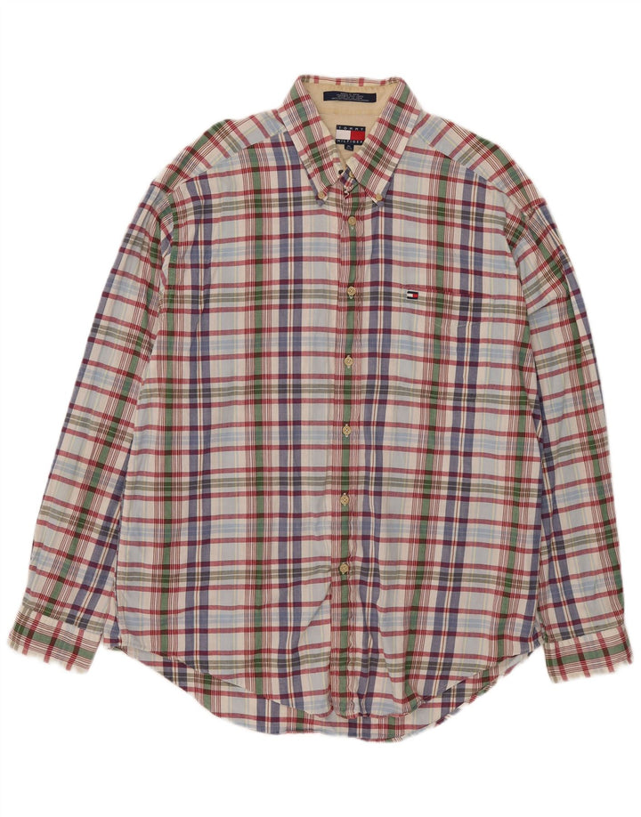 Tommy Hilfiger Camisa Hombre XL Algodón A Cuadros Multicolor