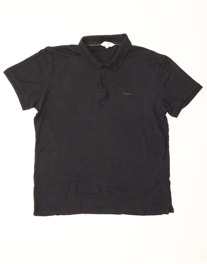 CALVIN KLEIN Polo ajustado para hombre, talla grande, algodón negro
