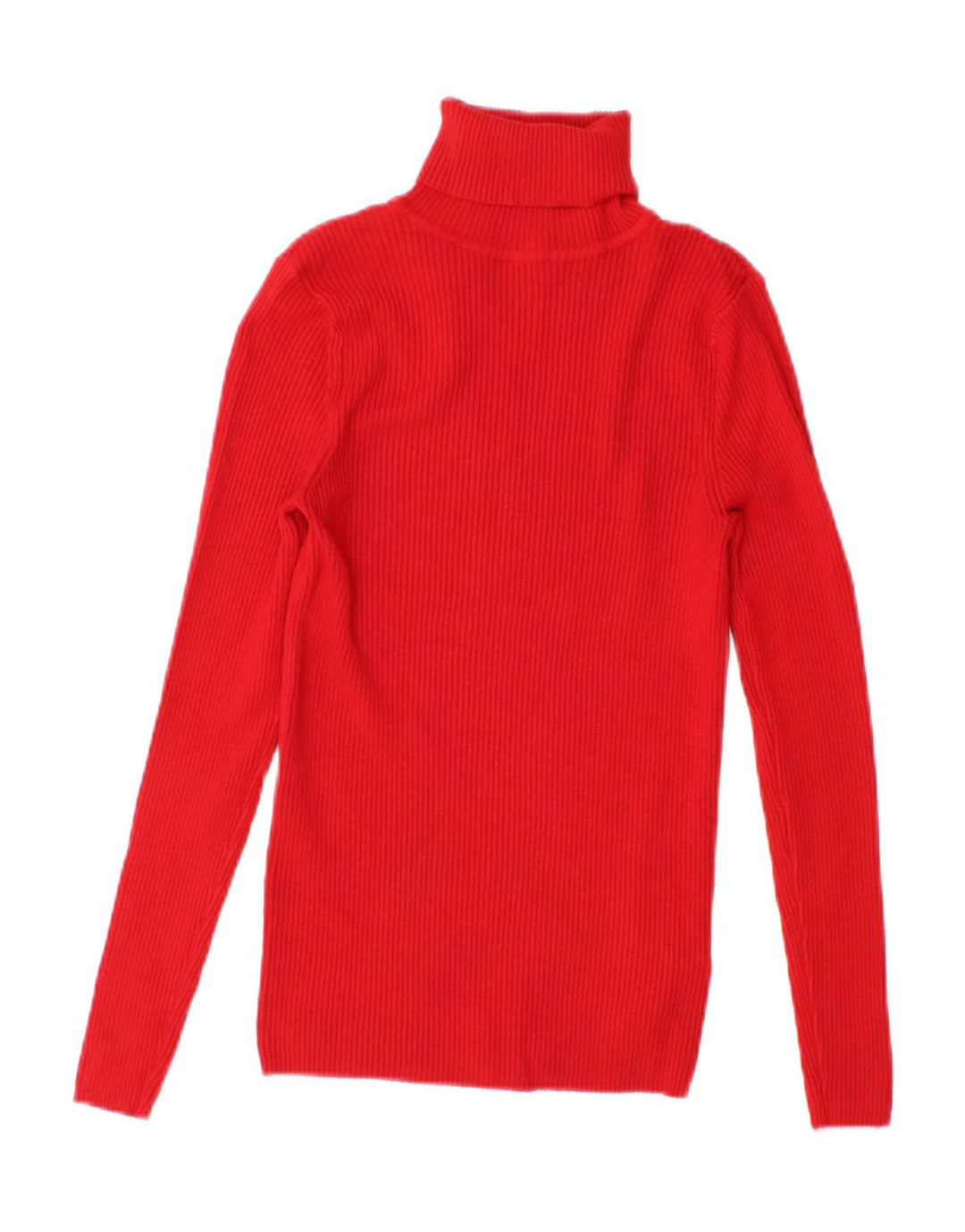 Marks & Spencer Top con cuello vuelto para mujer, manga larga, talla 40, viscosa roja pequeña