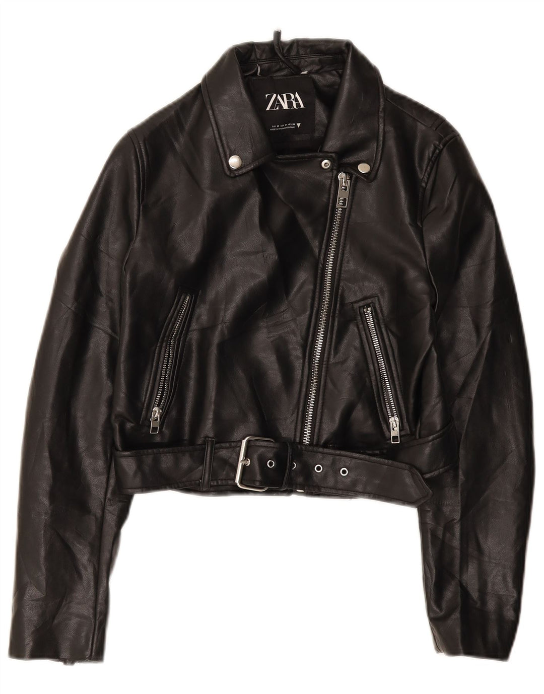 Zara - Chaqueta motera para mujer, talla 40, talla M, color negro