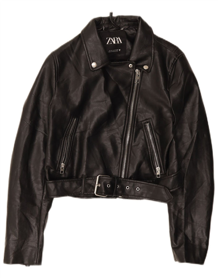 Zara - Chaqueta motera para mujer, talla 40, talla M, color negro