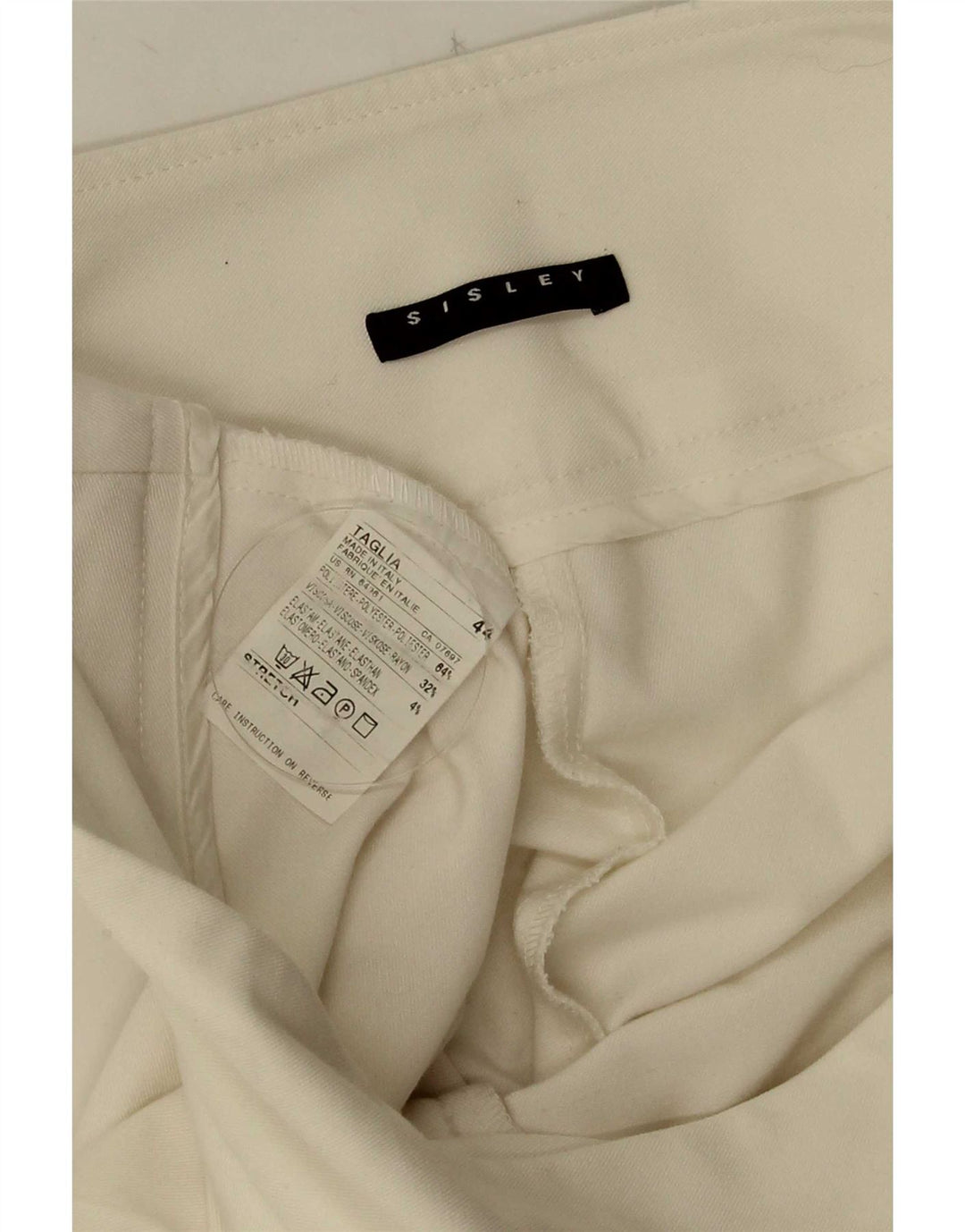 Sisley Pantalones casuales acampanados para mujer IT 44 Medium W30 L32 Poliéster blanco