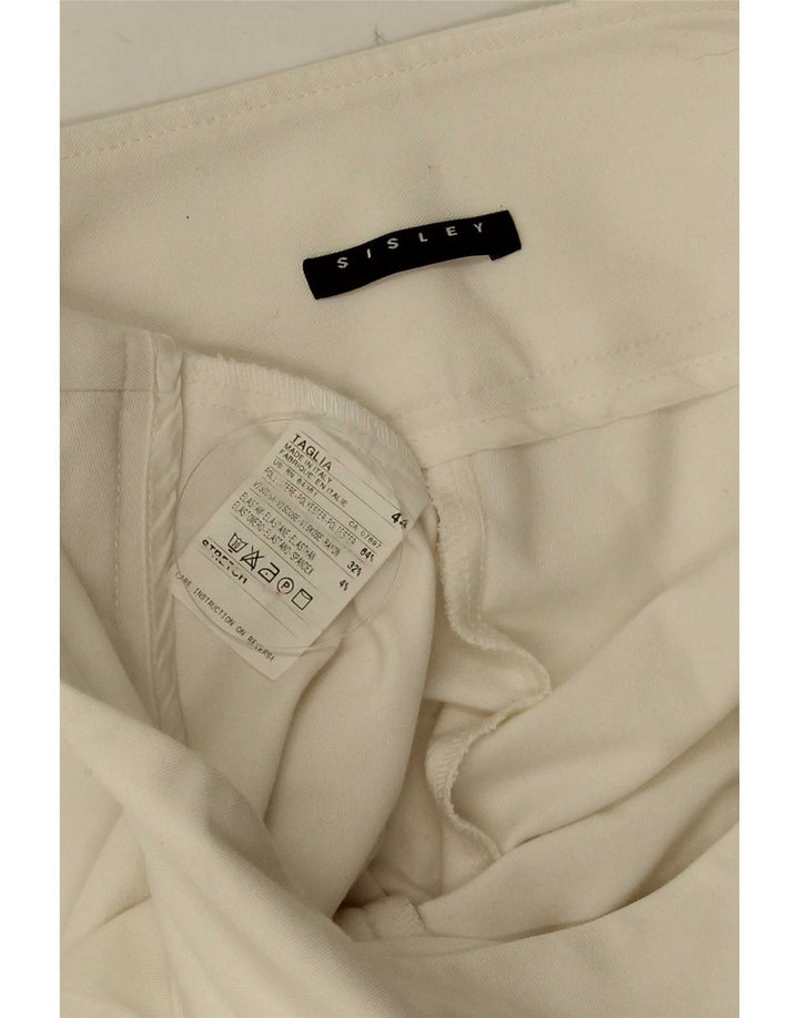Sisley Pantalones casuales acampanados para mujer IT 44 Medium W30 L32 Poliéster blanco