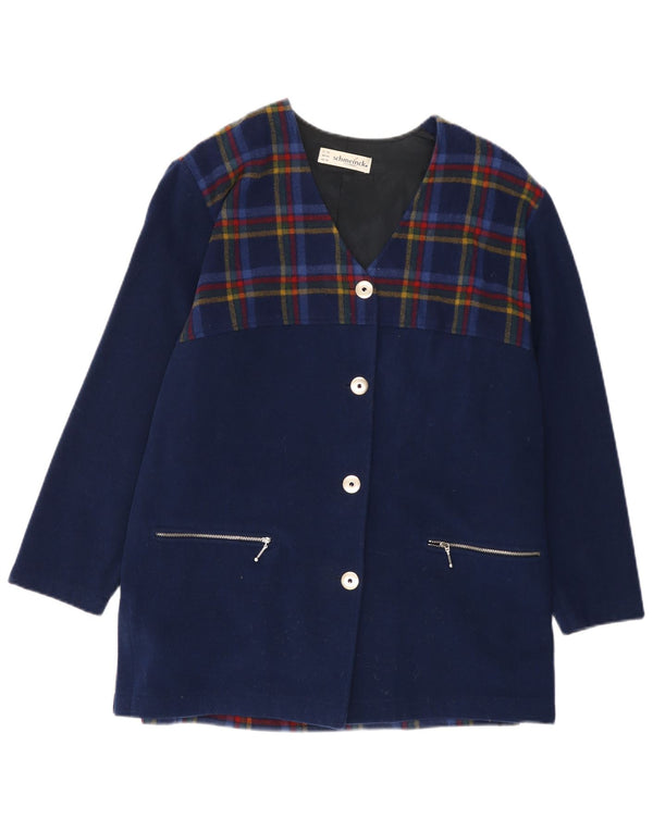 SCHMEINCK Abrigo para mujer Reino Unido 16 Lana a cuadros azul marino grande