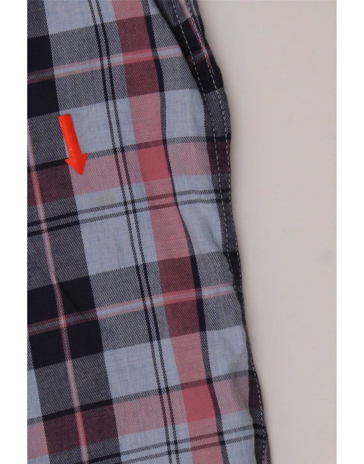 Crew Clothing Camisa de franela ajustada para hombre Algodón a cuadros azul medio