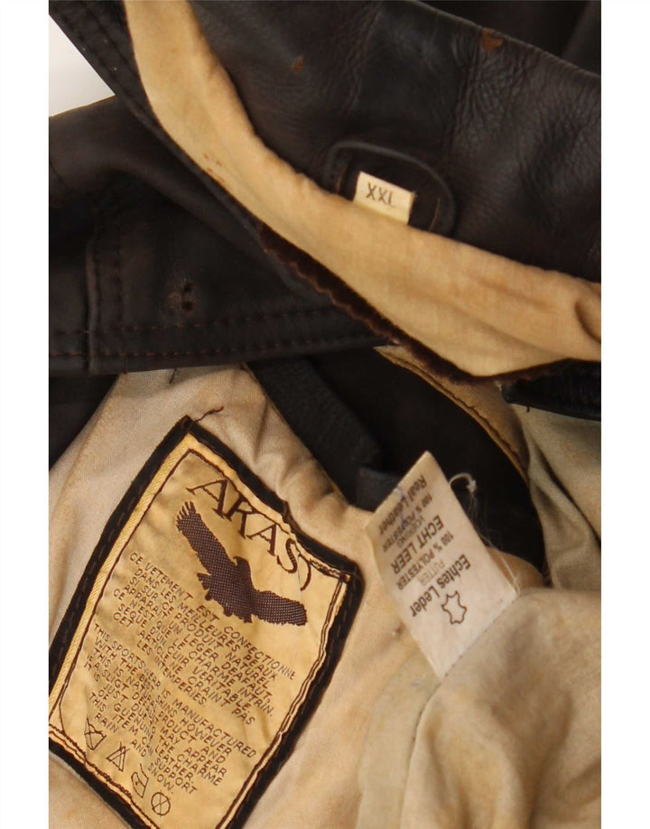 Chaqueta de cuero vintage para hombre Reino Unido 44 2XL Marrón